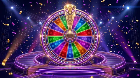 Game show Rueda de la Fortuna: rueda de colores con confeti