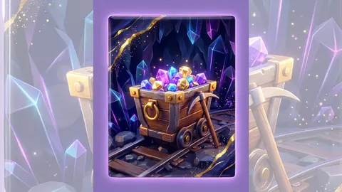Juego de minas: cueva de cristales y carro dorado
