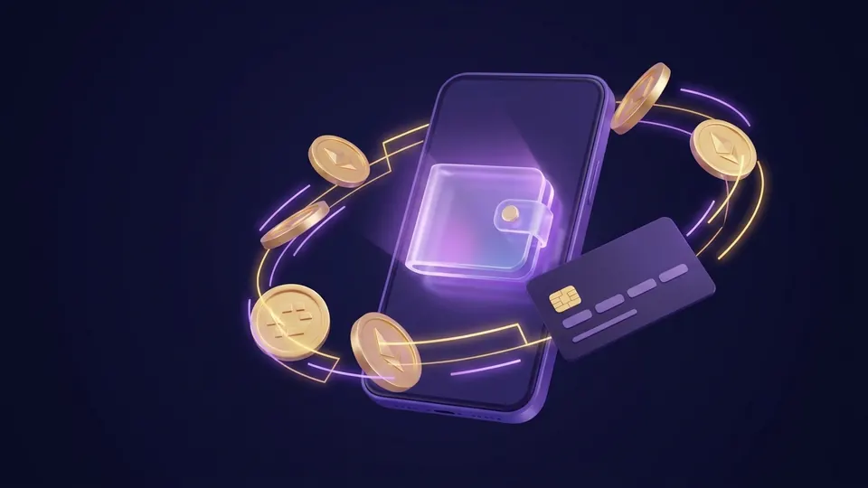 Celular con billetera digital y monedas: pagos en pesos con Mercado Pago